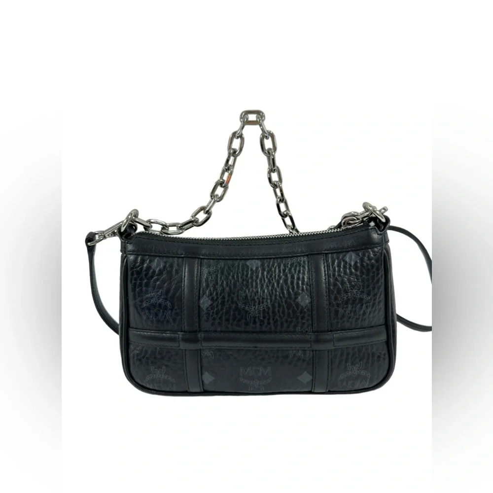 MCM  Michael Cromer Delmy Visetos Mini signature black shoulder bag chain - Picture 3 of 16